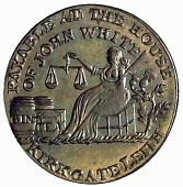 18th Century, Scotland, Lothian [Midlothian], Leith, J. White, Halfpenny, 1796, ship and boat by fort, rev. seated...