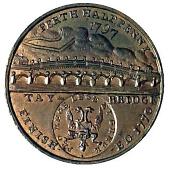 18th Century, Scotland, Perthshire, Perth, J. Ferrier, Halfpenny, 1797, man dragging fishing-net to shore, boat on...