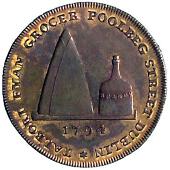 18th Century, Ireland, Co Dublin, Dublin, T. Fyan, Halfpenny, 1794, Justice standing, rev. brandy bottle and...