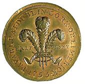 18th Century, Ireland, Co Dublin, Dublin, issuer uncertain, Prattent’s mule Halfpenny, female standing, holding...