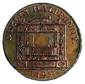 18th Century, Ireland, Co Dublin, Dublin, W. Parker, Halfpenny, 1795, female seated with anchor and cornucopiæ,...