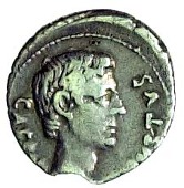 Augustus (27 BC-AD 14), Denarius, 13 BC, Rome, in the name of C. Sulpicius Platorinus, bare head right, rev. bare...