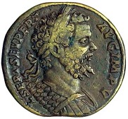 Septimius Severus (193-211), Sestertius, 195, Rome, bust right, laureate and cuirassed, rev. two captives, seated...
