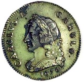 Charles II (1660-1685) Milled coinage, Pattern Farthing or medalet, 1676, in silver, laureate bust left with long...
