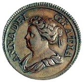 Anne (1702-1714), Pattern Farthing, 1714, in copper, by J. Croker, similar, small flan, edge plain, 5.63g (BMC 741;...