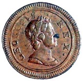 George I (1714-1727), Farthing, 1719, large obv. letters (BMC 807; S 3662). Verdigris spot by nose, some scuffing...