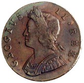 George II (1727-1760), Halfpenny, 1730, reads geogivs, no stop [only usual flaw] after britannia (BMC 837; S 3717)....
