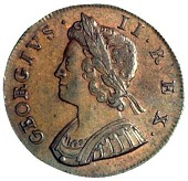 George II (1727-1760), Halfpenny, 1733, last two date figures cut from defective punch (BMC 845, and footnote 6; S...