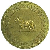 Edinburgh, John Wright, brass Halfpenny, ram, rev. legend, edge plain (DH 57). Extremely fine and retaining much...