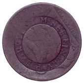 Fintry, a Glasgow, Gilbert Shearer & Co, Halfpenny, 1791 (DH Lanarkshire 2), rev. countermarked p. by. robert mcnee...