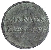 Pennycuik, John Nivens, Farthing, legend both sides (DH 233; ST 528). Good fine, extremely rare (£80-100)
