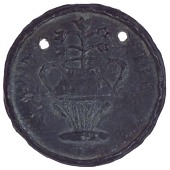 Dundee, a uniface lead badge, pot of lilies from arms, dun dee at sides, 50mm, 56.93g (K & L p.293; cf. Noble II,...