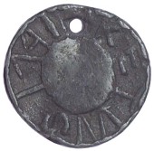 Kettins, 1741, a uniface lead badge, ketins and date in crude lettering, 32mm, 23.89g (K & L p.294, and pl.liv, 12)....
