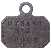 Dysart, a uniface oblong lead badge, dysart no.3 poor in three lines, border of raised pellets, 71 x 66mm, 68.28g (K...