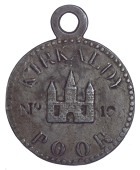 Kirkcaldy, a uniface lead badge, kirkaldy poor divided by triple-turreted castle, no.10 at sides, 94 x 75mm, 150.46g...