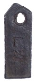 Coupar Angus, a uniface oblong lead badge with pointed top, incusely stamped lx, 38 x 14mm, 8.83g (K & L p.292)....