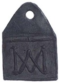 Weem, a rectangular lead badge with domed top, wm monogram, rev. stamped 2 incuse, 31 x 22mm, 10.38g (K & L p.296,...