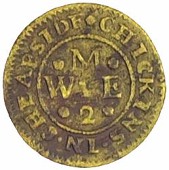 17th Century Tokens, Bridewell [Fleet Street], John Smith, Farthing, 0.89g/6h (D 426A); Broken Wharf [Thames...