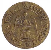 17th Century Tokens, Charterhouse Lane [Finsbury], John New, Halfpenny, 1669, 2.28g/12h (BW. –; D –). Very fine;...