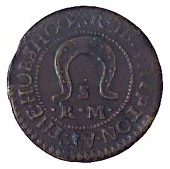 17th Century Tokens, Clarendon House [Piccadilly], Rob Shipton, Halfpenny, 1.44g/6h (D 656A, recorded from this...