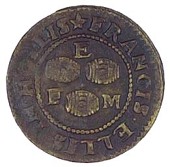 17th Century Tokens, Hartshorn Lane [Charing Cross], Henry Morrell, Halfpenny, 1667, 1.04g/3h (BW. 1316); The...