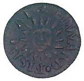 17th Century Tokens, Wapping, I.D.B. at the fishmongers armes, Farthing, 0.96g/6h (BW. 3274); I.M.C. at the man in...