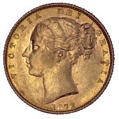 Victoria (1837-1901), Young Head, Sovereign,1872, shield rev., die 24 (M 56; S 3853B). Good extremely fine (£140-160)