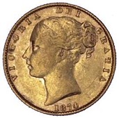 Victoria (1837-1901), Young Head, Sovereign,1874, shield rev., die 32 (M 58; S 3853B). Good fine, rare (£550-650)