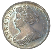 Anne (1702-1714), Shilling, 1702, first bust (ESC 1128; S 3583). Good very fine with attractive blue tone (£200-250)