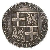 Malta, Four Tari, reads hier·, rev. Baptist with paschal lamb, no punctuation, 8.25g/3h (RS 9). Somewhat clipped,...