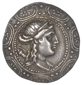 Kings of Macedon, Roman rule (after 168 BC), Tetradrachm, diademed head of Artemis right with quiver over shoulder...