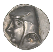 Kings of Parthia, Arsaces II (211-191 BC), Drachm, Hekatompylos, head left, wearing bashlyk, ear-ring visible, rev....