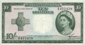 Malta, Government of Malta, Ten Shillings, 1954, A/5 477478, Cuschieri signature (Pick 23a). Light fold, otherwise...