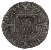 James V (1513-1542), Groat, type I, Edinburgh, mm. cross on obv. only, double arched crown, V-shaped mantle,...