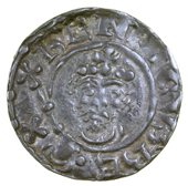 Class I, Exeter, Jordan, iordan·on·exeh, prominent cheeks defined by pellets, extra drapery, no stop before rex,...