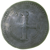 Charles I (1625-1649), ‘Rebel Money’, Crown, cross potent, rev. mark of value, wire and beaded circles around,...