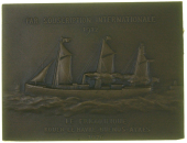 France, Charles Tellier, 1912, a bronze plaque by L.B. Bernstamm, bust left, rev. steam vessel Le Frigorifique under...