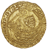 Edward III (1327-1377), Treaty period, Half-Noble, London, mm. cross potent on rev. only, annulet before edward,...