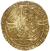Richard II (1377-1399), Second issue, Noble, type 1b/2a mule, London, mm. cross fourchée on rev. only, French...