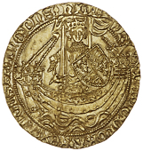 Henry VI (First reign, 1422-1461), Pinecone-Mascle issue, Noble, mm. lis on rev. only, lis in second quarter,...