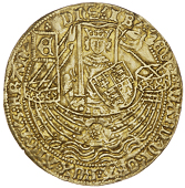 Edward IV (First reign, 1461-1470), Light coinage, Ryal, Gorinchem, Gp II, class 3c, mm. crown on rev. only,...