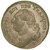 France, Constitution (1791-3), 12 Deniers, 1792bb, Strasbourg, reading françois (VG 15; KM. 600.4). Virtually as...