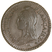 France, Directoire (1795-9), Décime, an 7/5a [1798-9] (VG 187; KM. 644.1), Centime, an 6a [1797-8] (VG 76; KM....