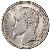 France, Napoleon III (1852-70), Franc, 1867a (VG 463; KM. 806.1). Tiny spot on cheek, otherwise brilliant mint state...