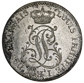 French Colonies, French Colonies, French Guiana, Louis XVIII, 10 Centimes de Guyane, 1818a (VG 6; KM. 1); Louis...