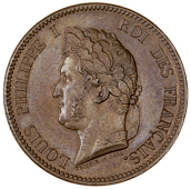 French Colonies, French Colonies, Guadeloupe, Louis Philippe I, Proof 5 Centimes, 1839a, edge plain, 10.21g/6h (VG...