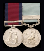 A scarce American War of 1812 and Burmese War campaign pair to Sergeant William Craig, 89th Foot, wounded at...