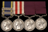 The unique campaign and long service group of four to Sergeant-Major James Woods, 1st Bombay European...
