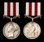 The Indian Mutiny medal to Captain Melville Clarke, Adjutant of the 3rd Bengal Light Cavalry at the time of the...