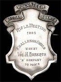 Madras Volunteer Guards Shooting Medal, silver pin-backed award in the form of a shield, with upper scroll riband...